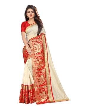 saree with contrast zari woven border