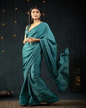 saree with embellished blouse