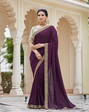 saree with embroidered border