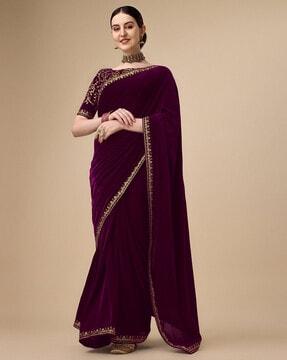 saree with embroidered border