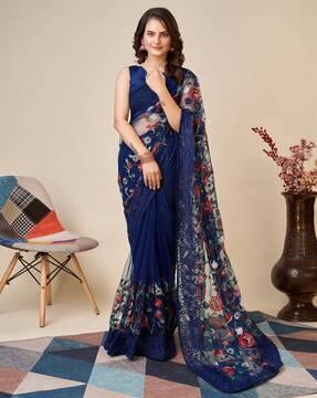 saree with embroidered border