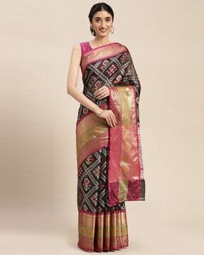 saree with floral woven motif