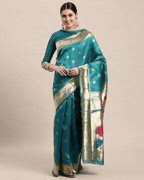 saree with floral woven motifs