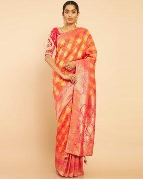 saree with floral woven motifs