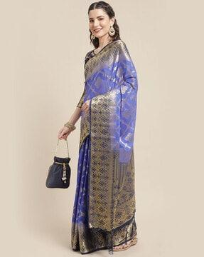 saree with floral woven motifs