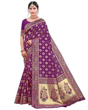 saree with floral woven motifs