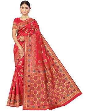 saree with floral woven motifs