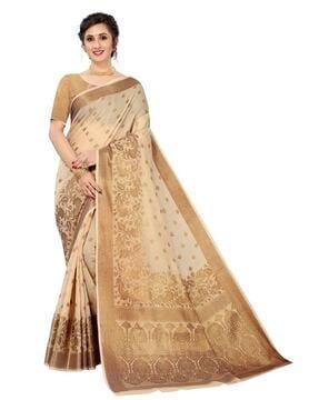 saree with floral woven motifs