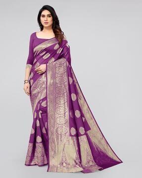 saree with floral woven motifs