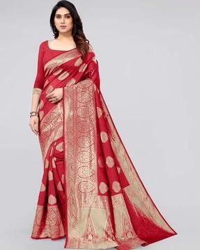 saree with floral woven motifs