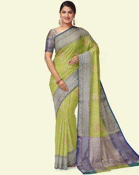 saree with floral woven motifs