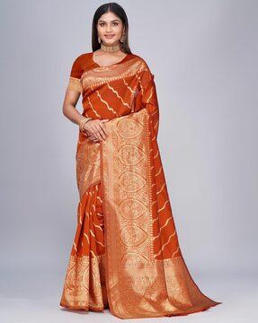 saree with floral woven motifs