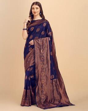 saree with floral woven motifs