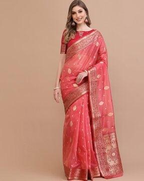 saree with floral woven motifs