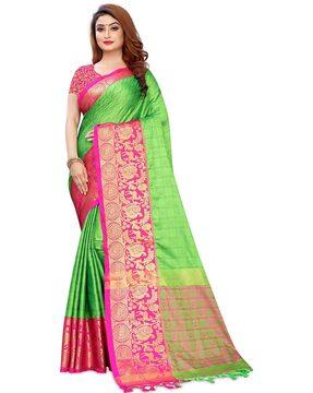 saree with floral woven motifs