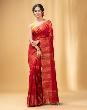 saree with floral woven motifs