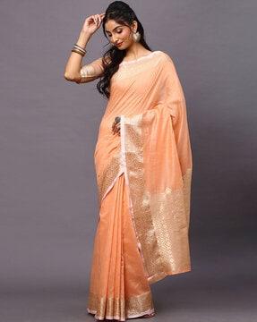 saree with geometric print border