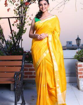 saree with geometric woven motifs