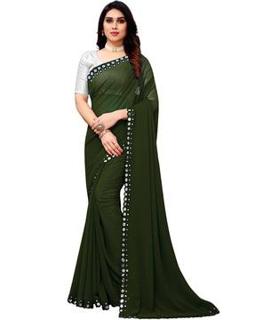 saree with mirror work border