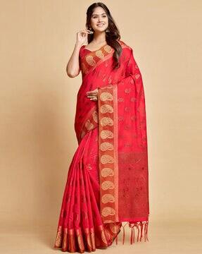 saree with paisley woven motifs