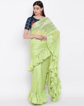 saree with ruffled border