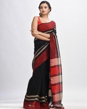 saree with striped border