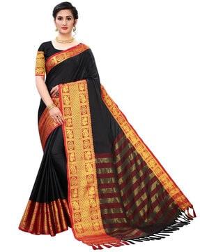 saree with tassels & contrast border