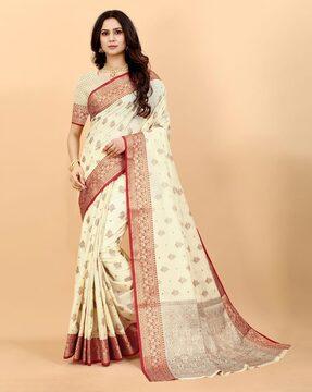 saree with woven motifs