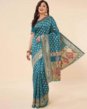 saree with woven motifs