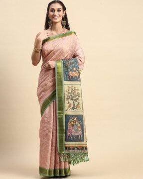 saree with woven motifs