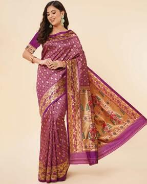 saree with woven motifs