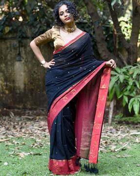 saree with zari woven motifs