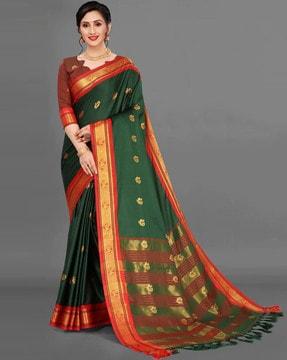 saree with zari woven motifs