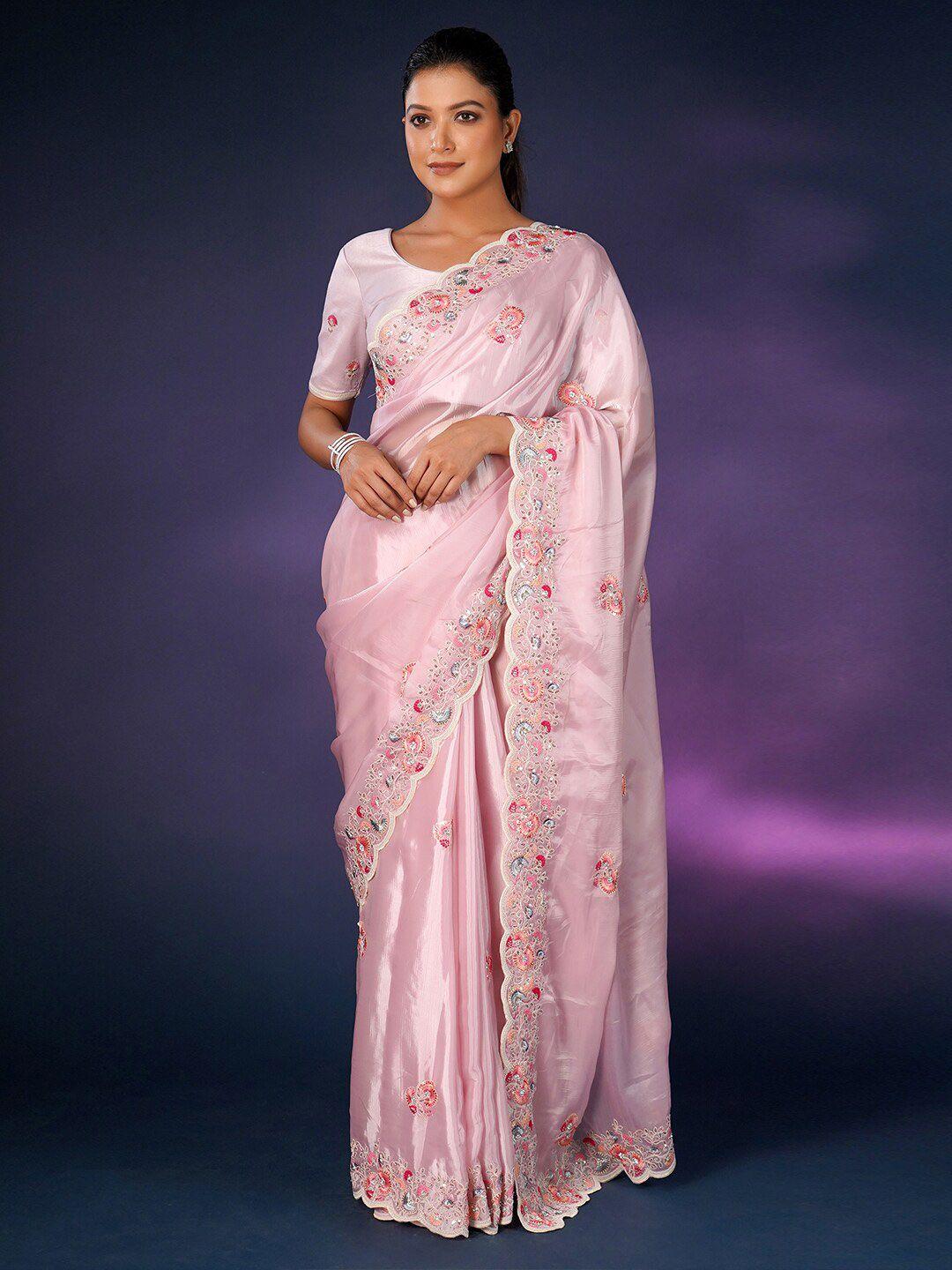 saree.com embellished embroidered organza saree
