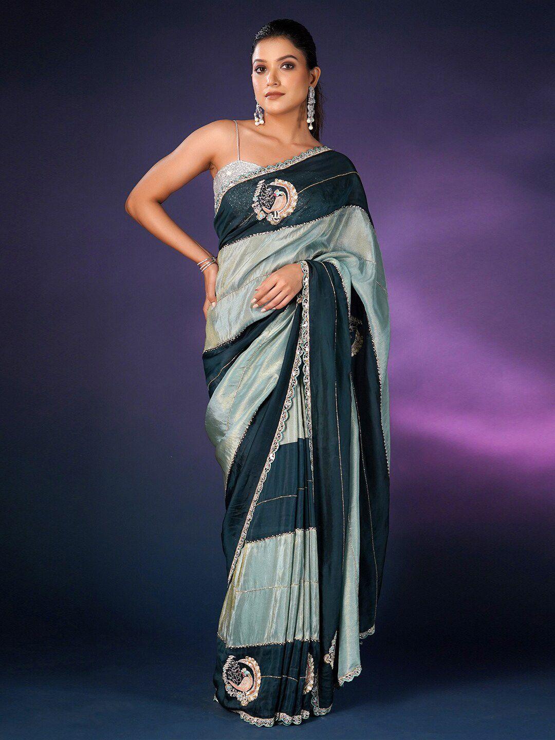 saree.com embellished sequinned satin saree