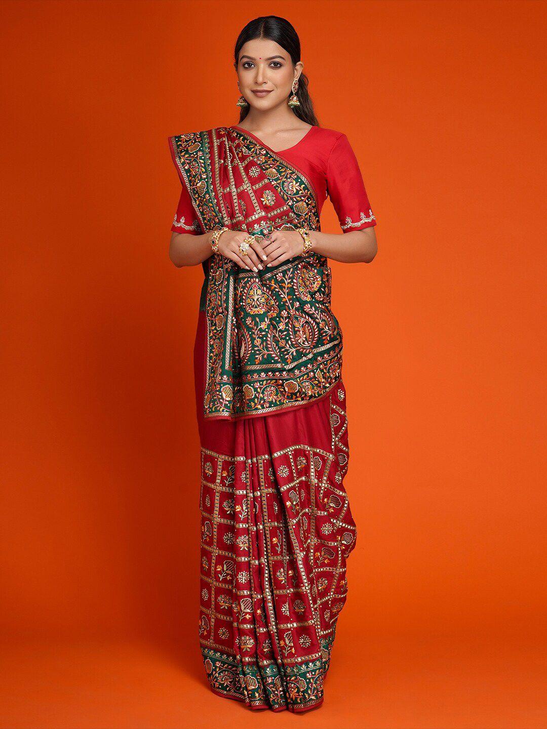 saree.com embellished zari silk blend saree