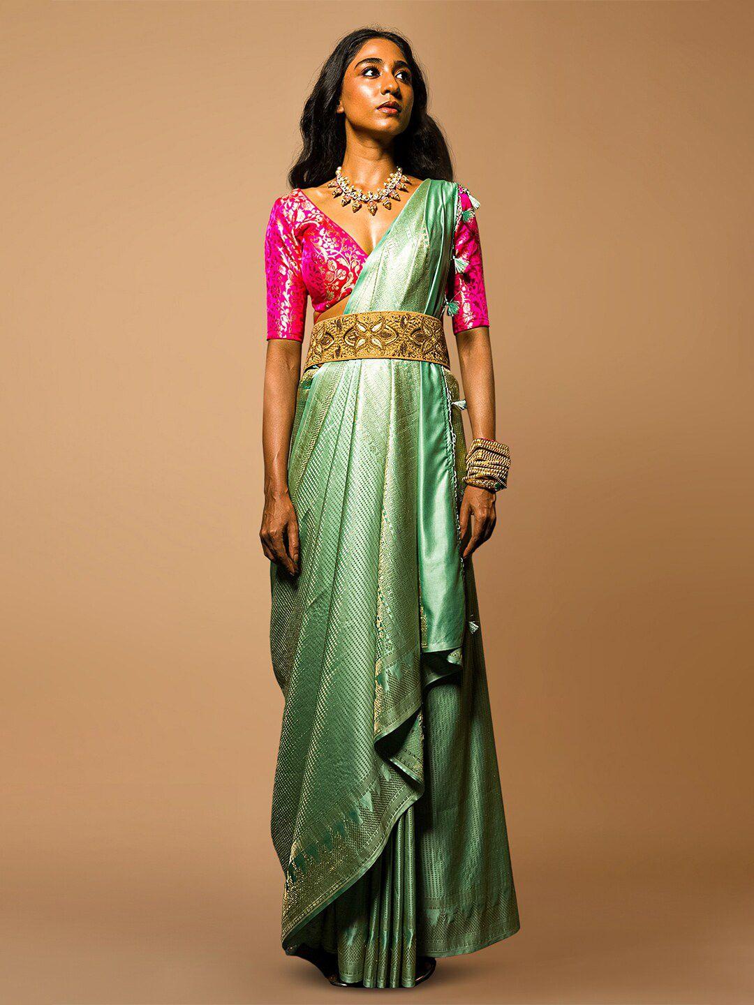 saree.com woven design zari silk blend banarasi saree