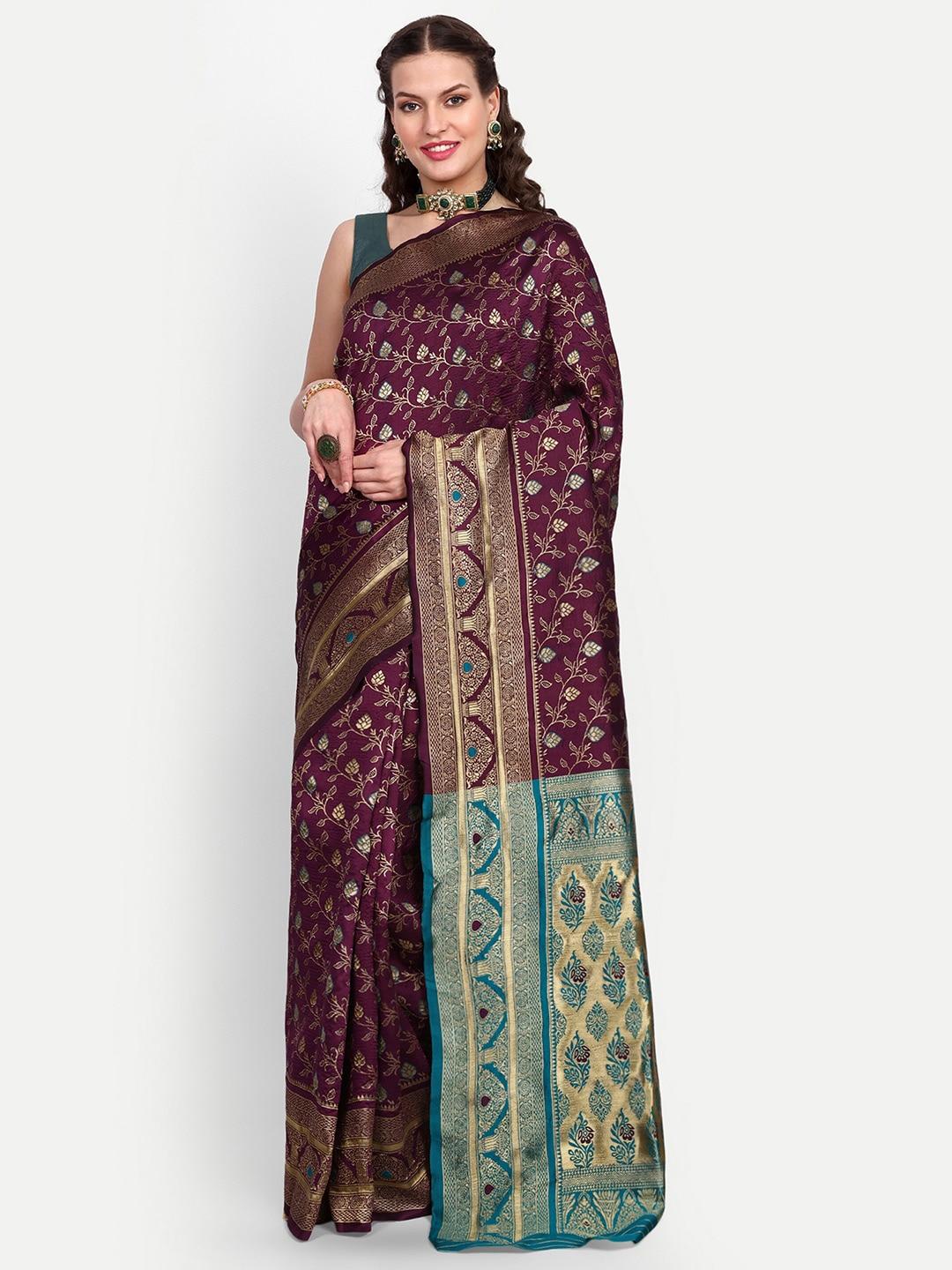 sareeslatest designer floral woven design zari silk blend kanjeevaram saree