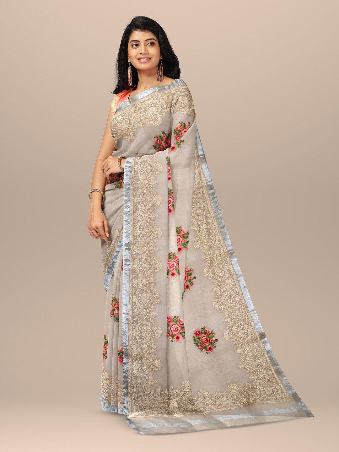 sarika floral embroidered saree