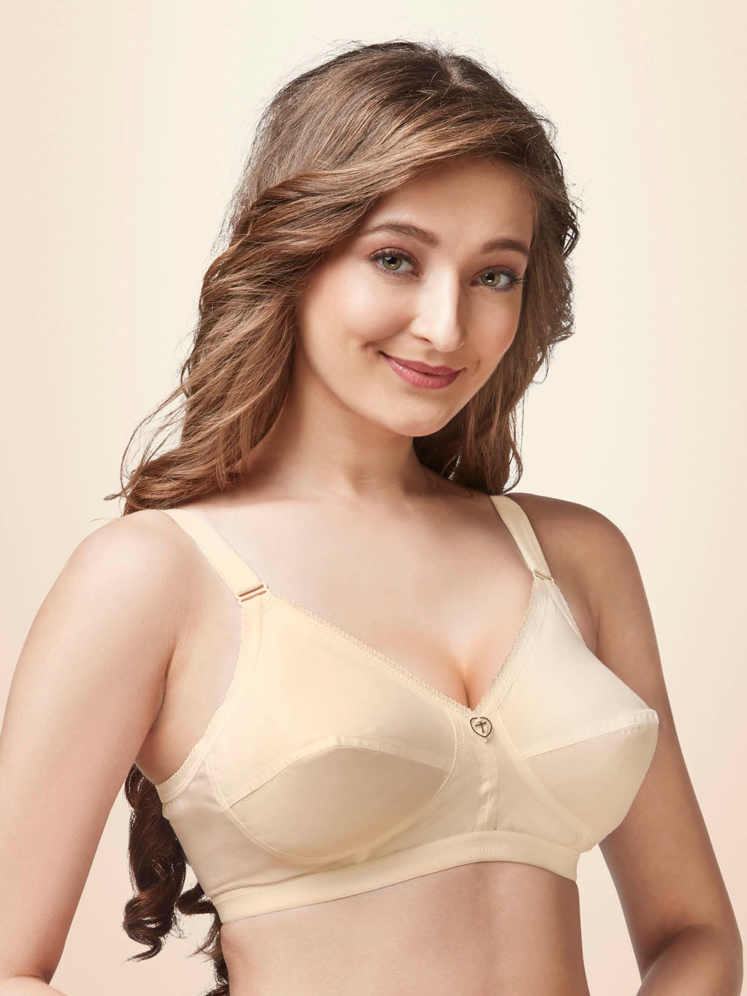 sarita women's cotton non-wired soft full cup bra - nude