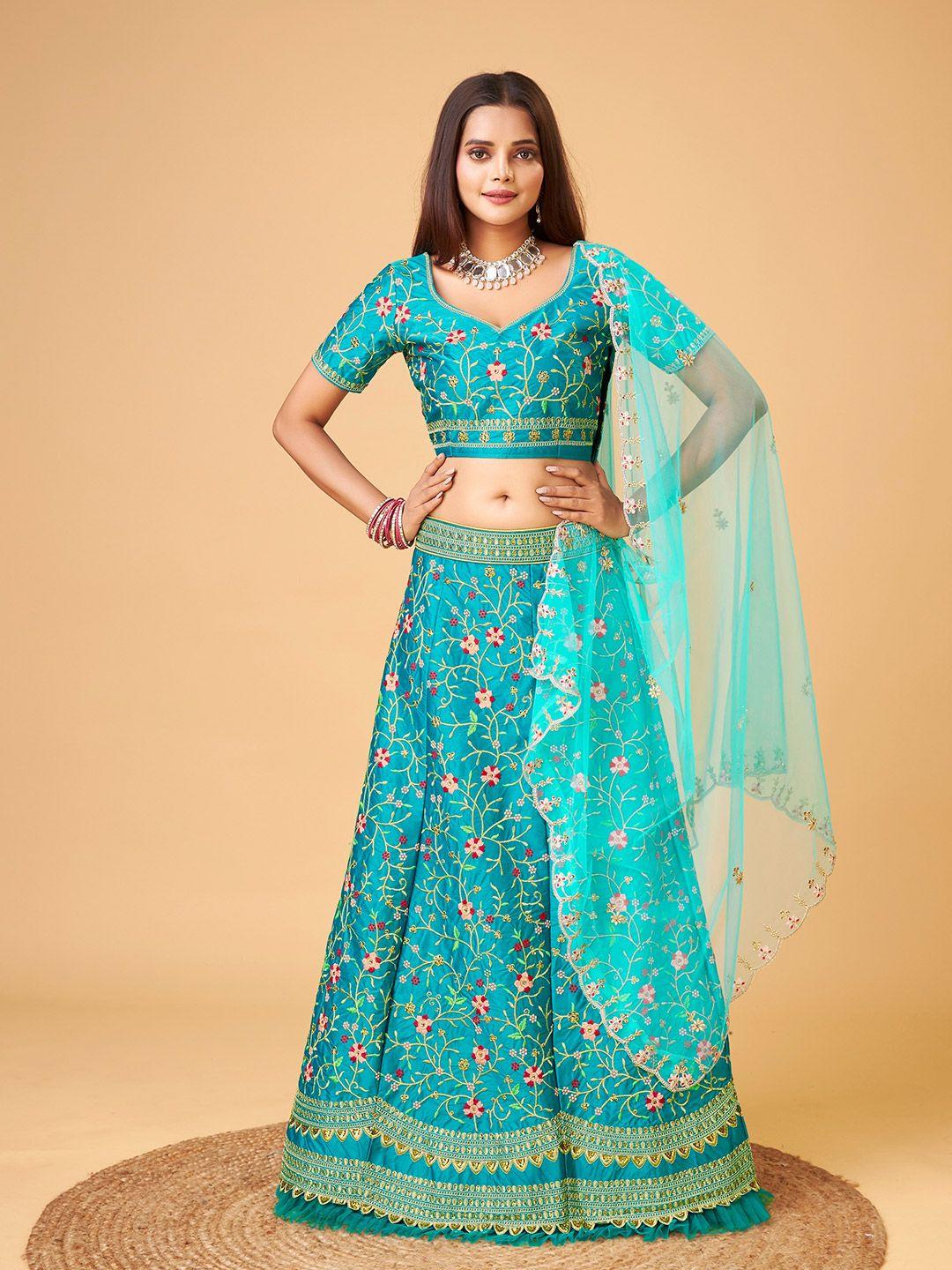 sarvayog fashion embroidered semi-stitched lehenga & unstitched blouse with dupatta