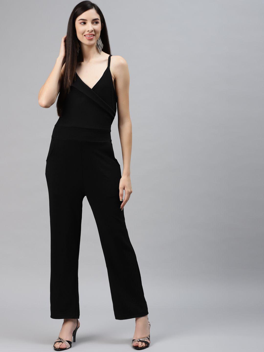 sasimo black sleeveless basic jumpsuit