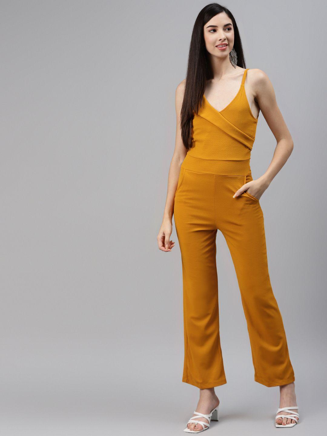 sasimo mustard yellow sleeveless basic jumpsuit