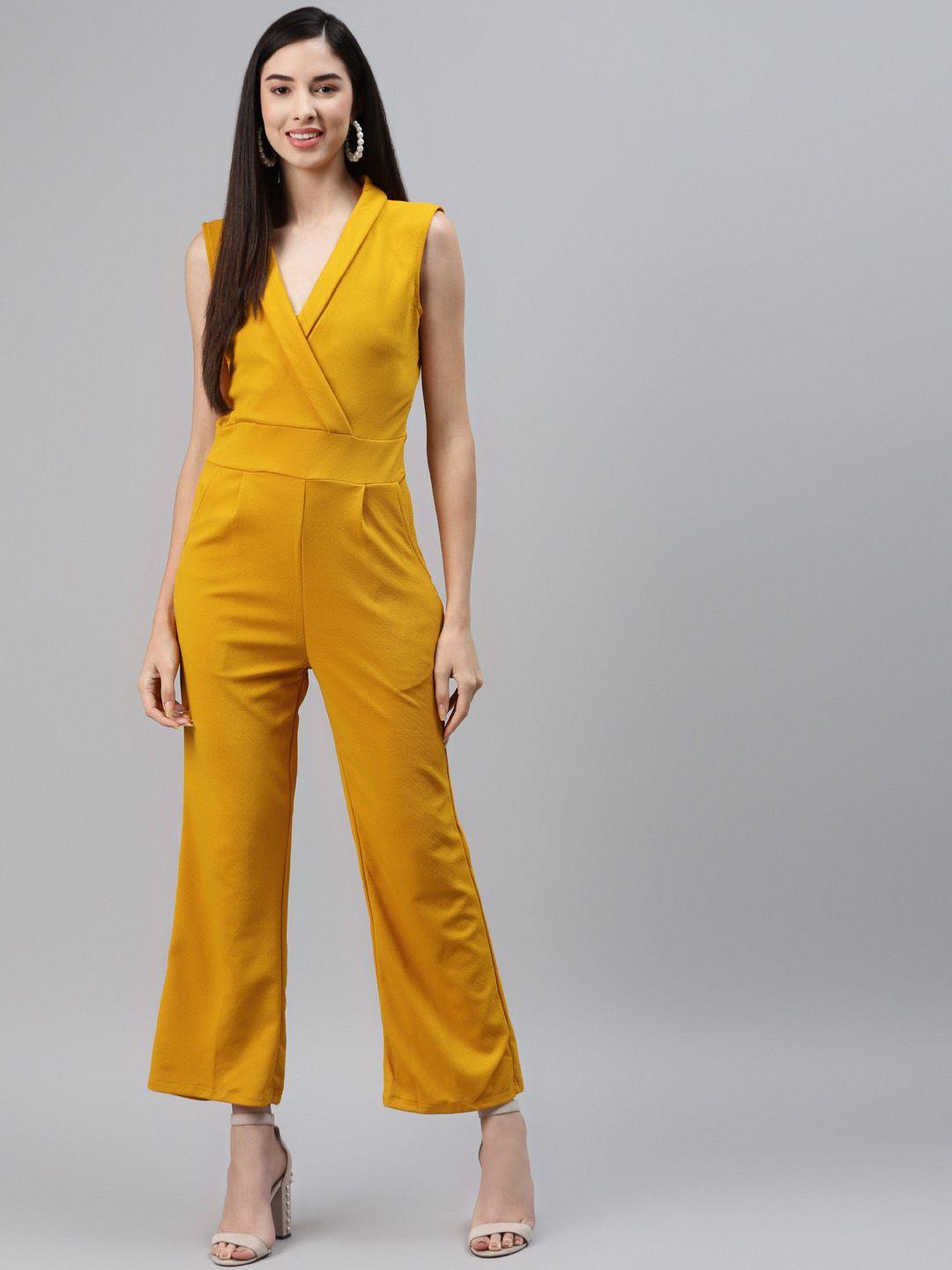 sasimo mustard yellow sleeveless basic jumpsuit