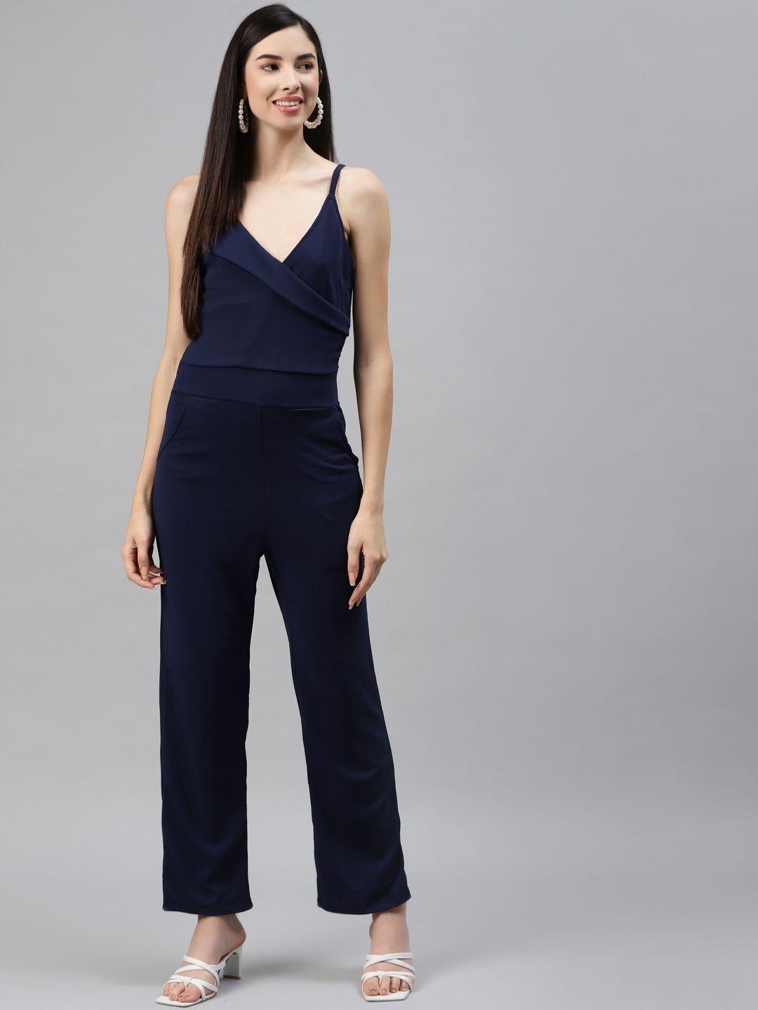 sasimo navy blue sleeveless basic jumpsuit