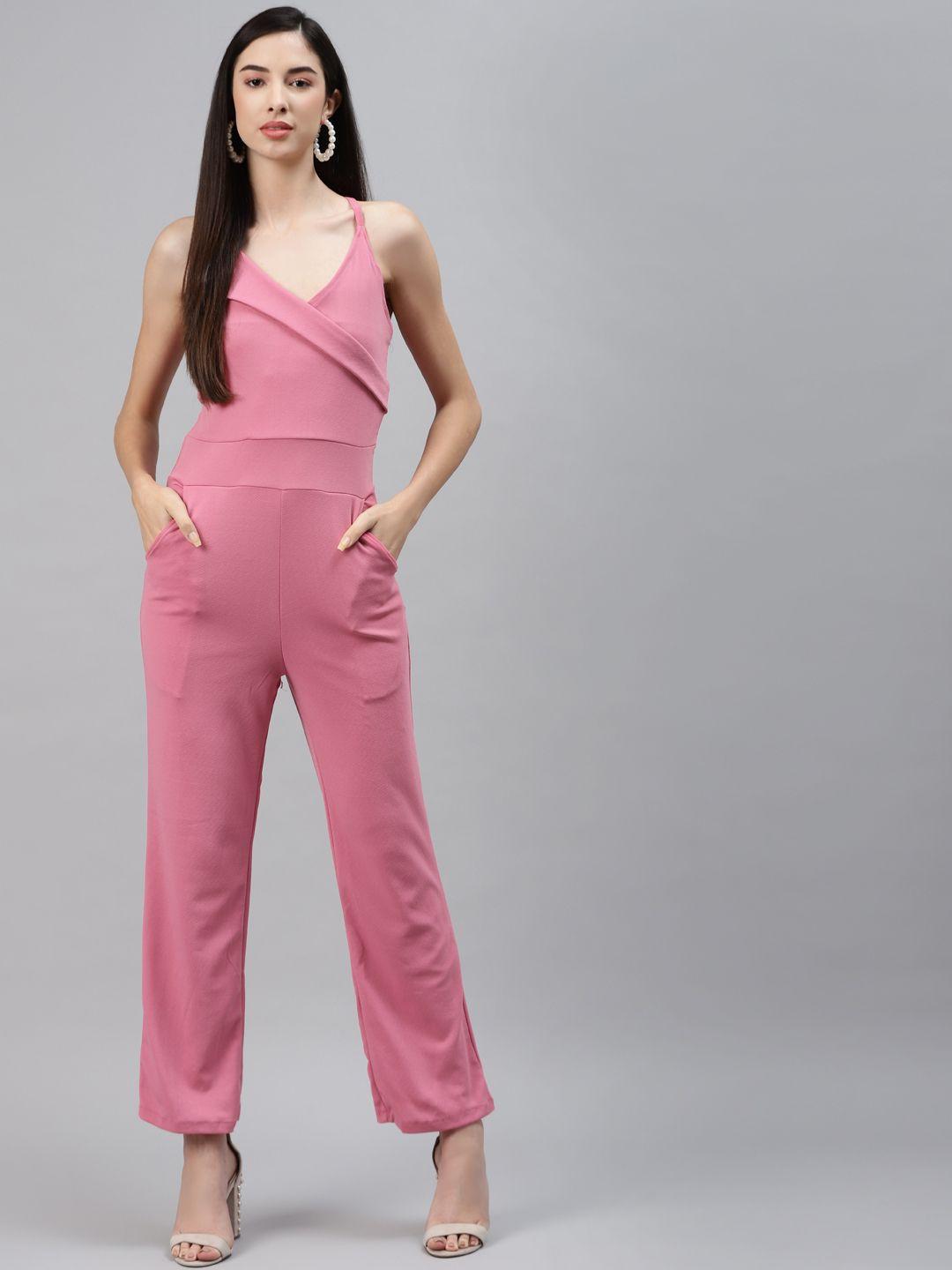 sasimo pink basic solid jumpsuit
