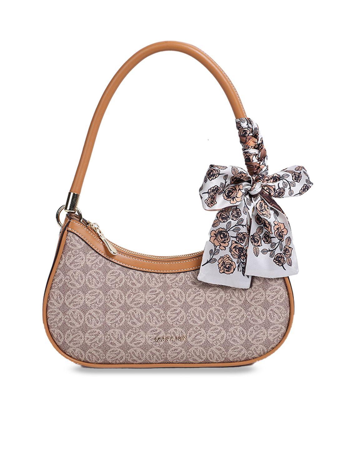 sasimo printed structured shoulder bag with scarf