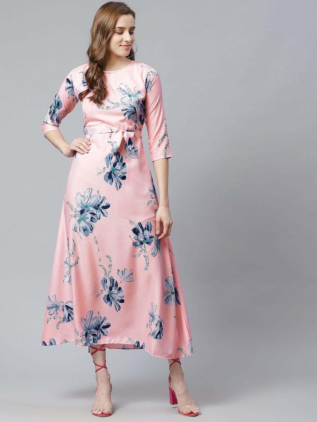 sasimo women pink & blue floral maxi dress