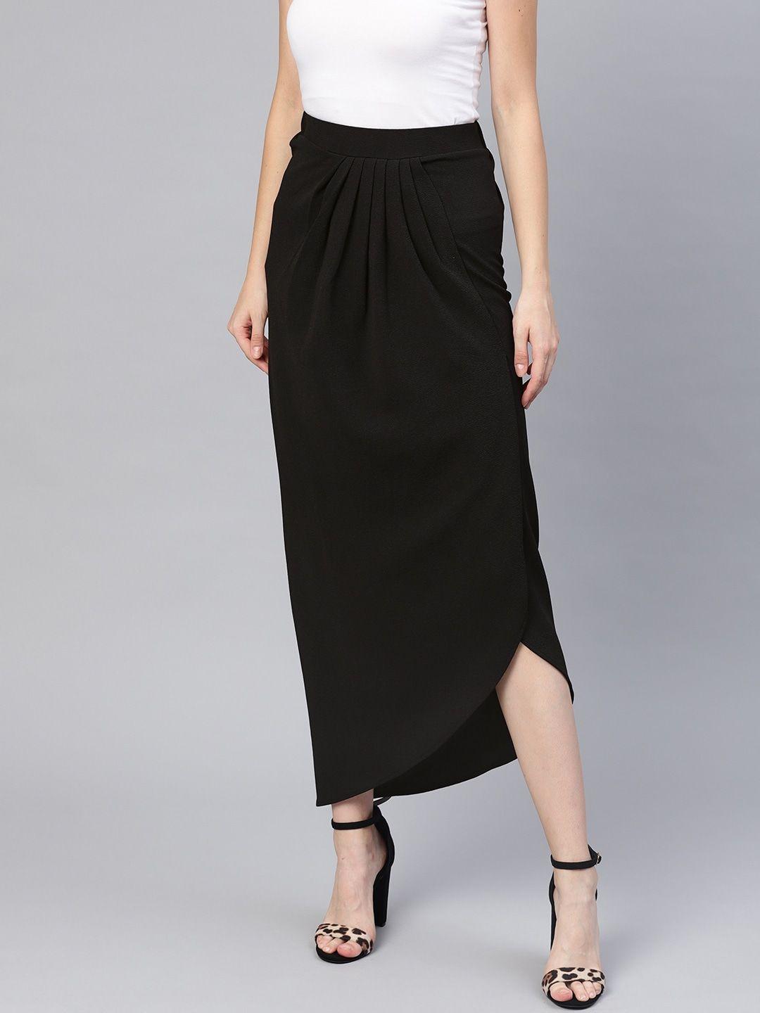 sassafras black midi wrap skirt