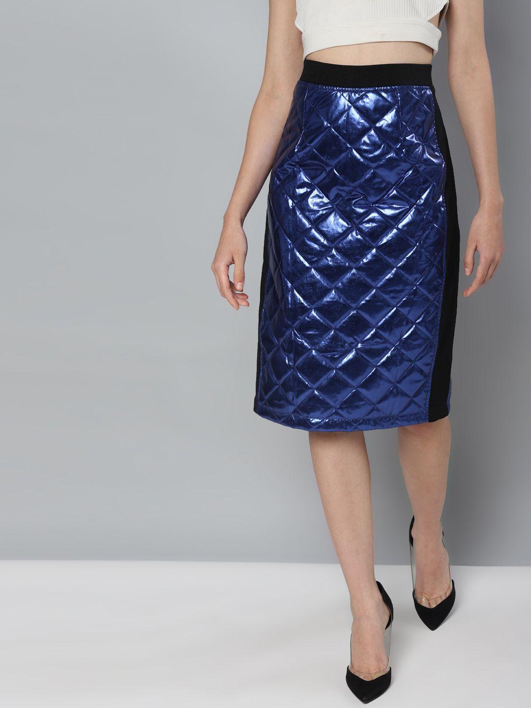 sassafras women blue solid skirt